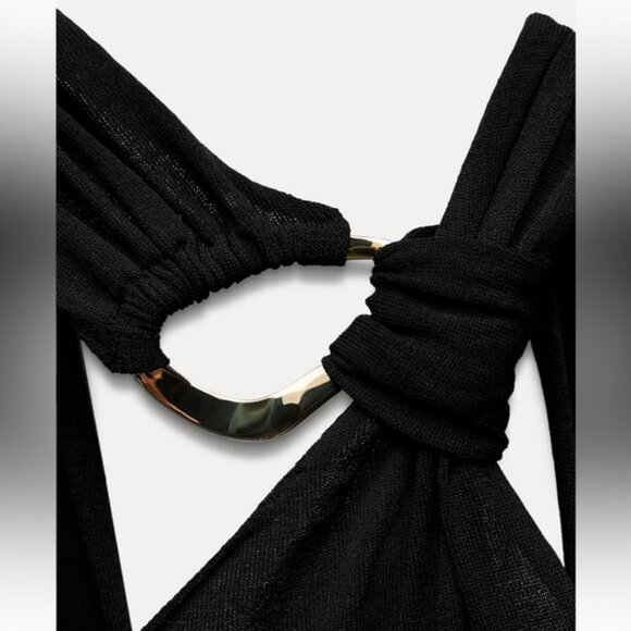 ZARA KNOTTED TOP WITH GOLDEN APPLIQUÉ - Picture 7 of 8